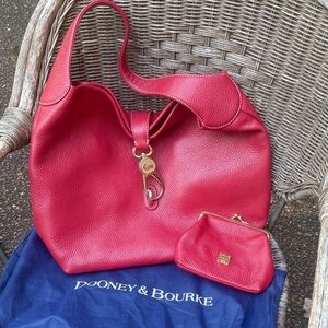 Dooney & Bourke Red Leather Hobo Bag with wallet and keychain